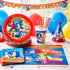 Sonic Birthday Party Tableware: Plates, Cups, Napkins & Tablecloth