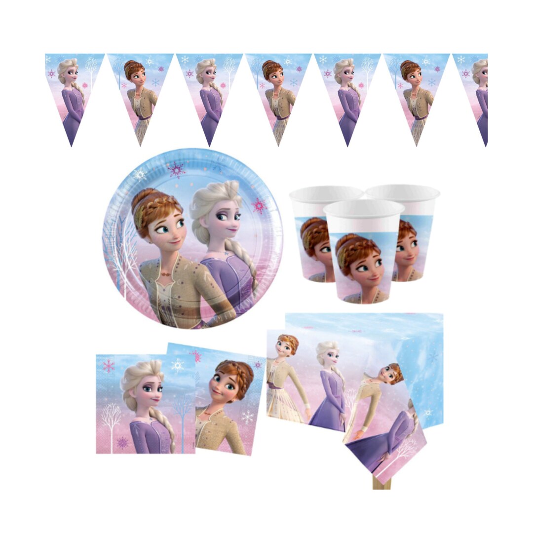 Disney Frozen Elsa Anna Party Plates, Cups, Napkins, Tablecover, Banner