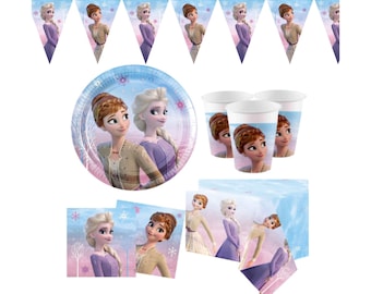 Disney Frozen Elsa Anna Party plates, cups, napkins, tablecover, banner, party bag- Elsa party supplies