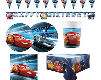 Disney Cars Party Decorations and Tableware Including Plates, Cups, Napkins, Tablecover, Balloons Disney Cars Birthday, Disney Cars Party