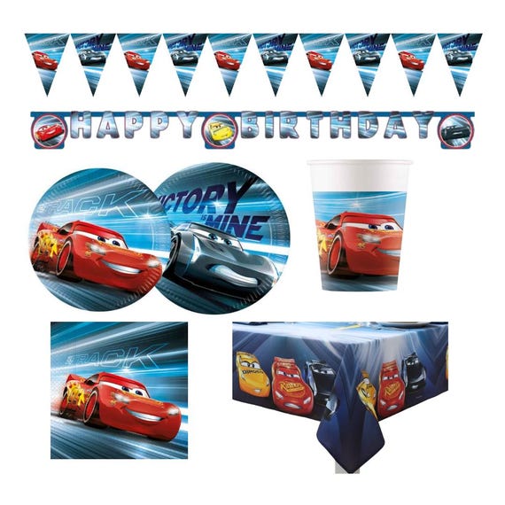 Disney Cars Party Decorations and Tableware Including Plates, Cups, Napkins, Tablecover, Balloons Disney Cars Birthday, Disney Cars Party