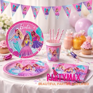 Akcesoria na przyjęcie urodzinowe Barbie: talerze, kubki, serwetki