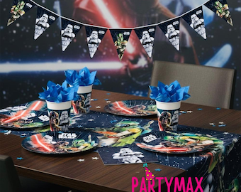 Star Wars Party Tableware Decorations Plates Cups Napkins Tablecover Banner Boys Birthday Party Star Wars Birthday Party Supplies