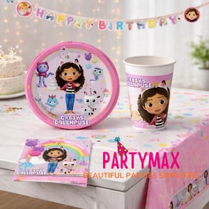 Gabby's Dollhouse Birthday Party Tableware Set