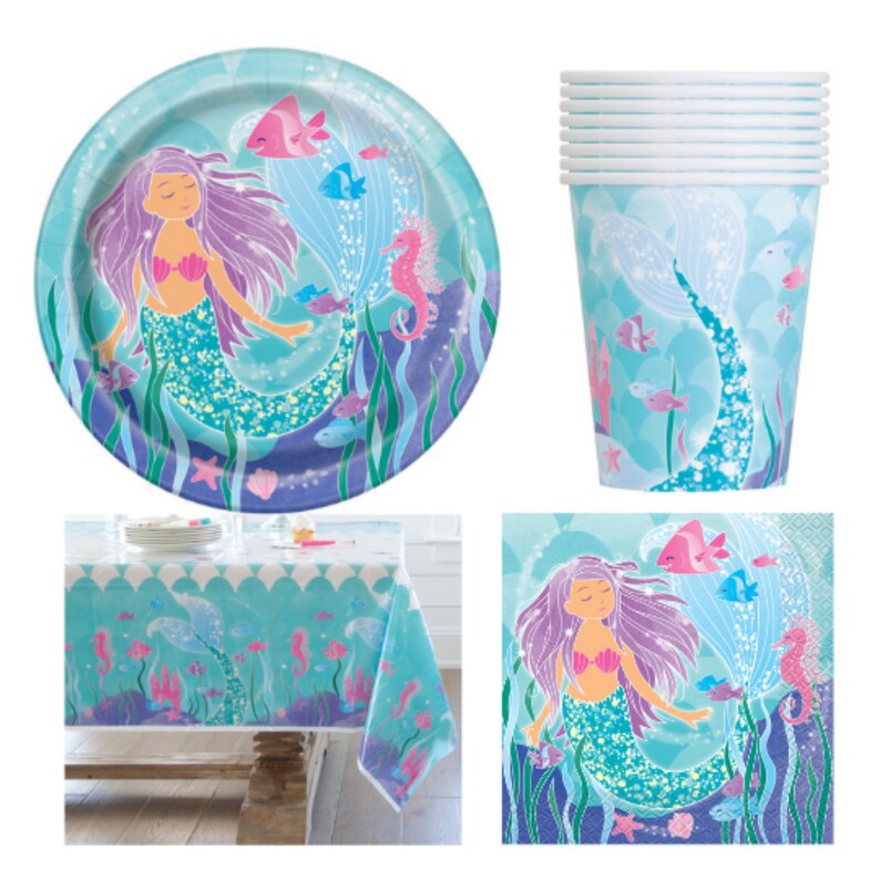 Mermaid Birthday Party Supplies Mermaid Plates Cups Etsy UK