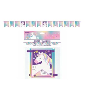 Pack fête Licorne assiettes Licorne, gobelets Licorne, serviettes de table, napperon, ballons Licorne fête d'anniversaire sur le thème de la Licorne de qualité supérieure 1 x 7Ft Banner