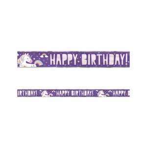 Pack fête Licorne assiettes Licorne, gobelets Licorne, serviettes de table, napperon, ballons Licorne fête d'anniversaire sur le thème de la Licorne de qualité supérieure 1 x Foil Banner