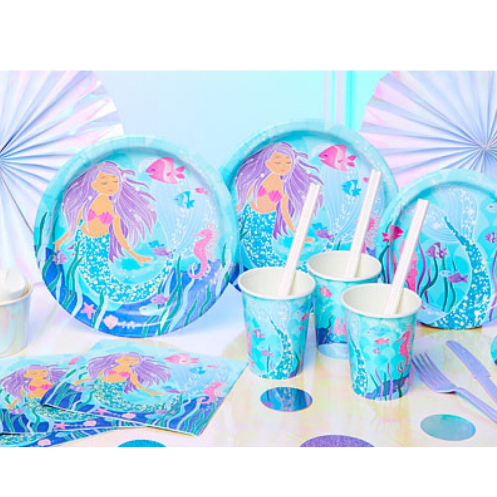 Mermaid Birthday Party Supplies Mermaid Plates Cups Etsy UK
