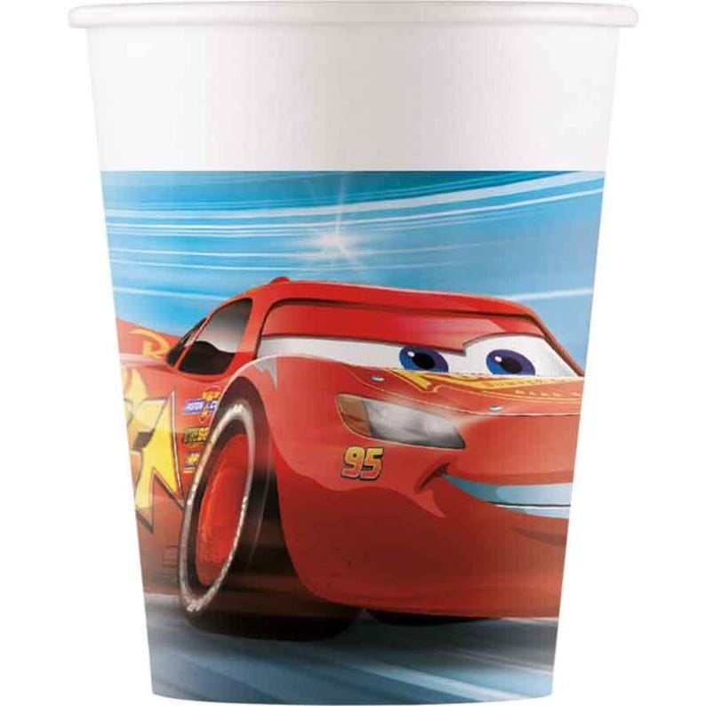Disney Bilar Festdekorationer och Bordsservis inklusive Tallrikar, Muggar, Servetter, Duk, Ballonger Disney Bilar Födelsedag, Disney Bilar Fest 8 x Cups