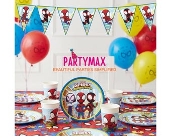 Decoración para fiesta de cumpleaños de Spidey y sus amigos: Juego de vajilla