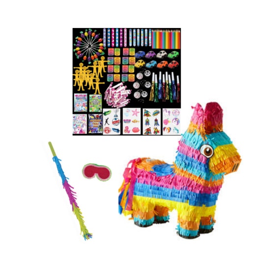 Donkey Piñata Party Set With Stick and Blindfold Birthday Kids