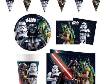 Decoraciones para vajilla de fiesta de Star Wars, platos, vasos, servilletas, manteles, pancartas, suministros para fiesta de cumpleaños de niños, suministros para fiesta de cumpleaños de Star Wars
