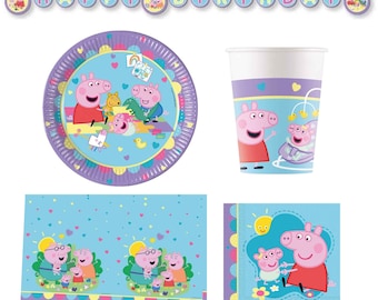 Peppa Pig Birthday Party Supplies: Tableware and Decoration| New design with baby Evie