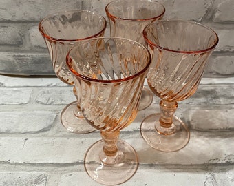 Luminarc French Glassware set of 4  Vintage Rosaline pink