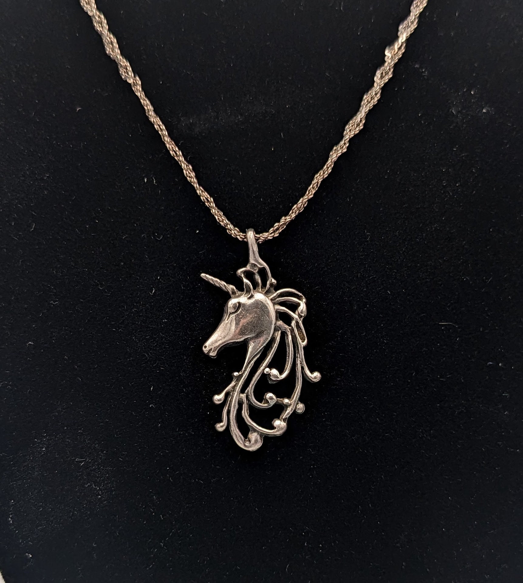 Vintage Sterling Silver 925 Unicorn Fantasy Pendant & Chain