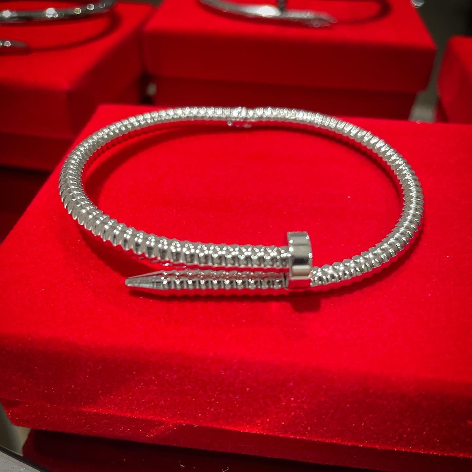 Luxury Silver Nail Bracelet Round Nail Loop Bracelet Silver Etsy