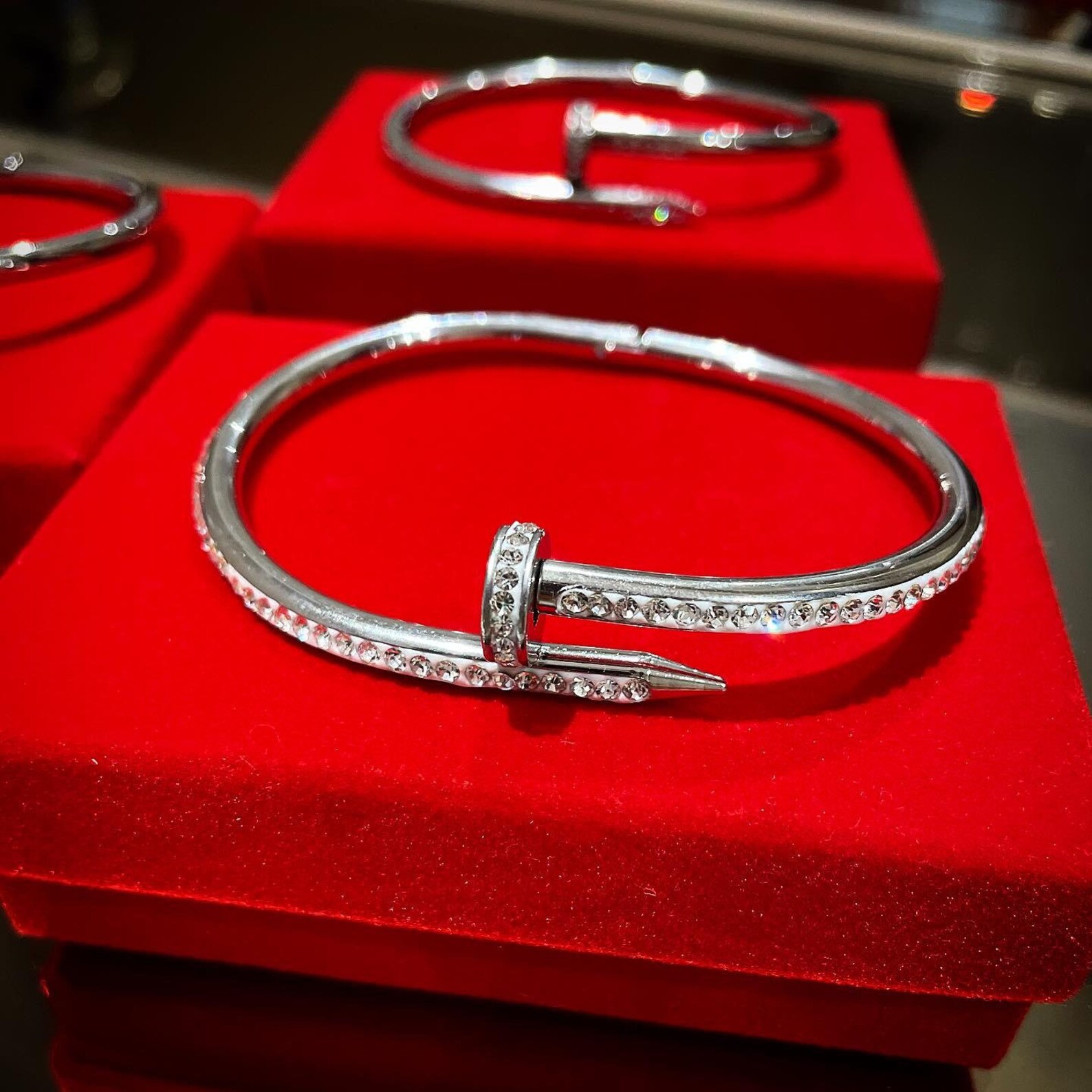 Luxury Silver Nail Bracelet Round Nail Loop Bracelet Silver Etsy