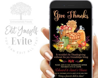 Invitación de Acción de Gracias de otoño en acuarela, editable por Evite