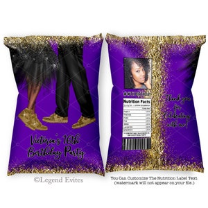 Purple Gold Sneaker Ball Chip Bag Wrapper (Digital File)