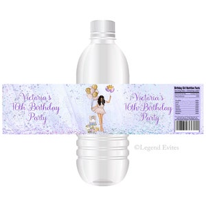 Lila Sweet Sixteen Flaschenetiketten (digitaler Download)