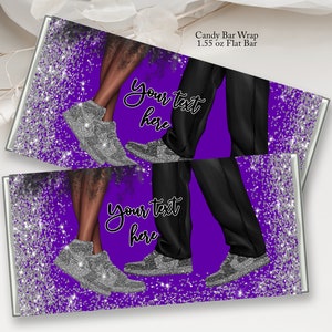 Purple Silver Sneaker Ball Candy Bar Wrapper (Digital Print File)