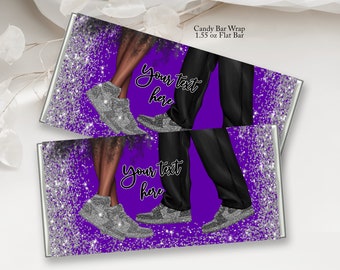 Fioletowo-srebrne opakowanie batonika Sneaker Ball (plik do druku cyfrowego)