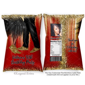 Rot und Gold Sneaker Ball Chip Bag Wrapper (Digitaler Download)