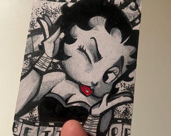 Hand painted Betty Booo 2.50 in X 3.50 in token