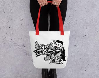 Betty Boop Pro Wrestling Tote Bag: Timeless Black & White Art
