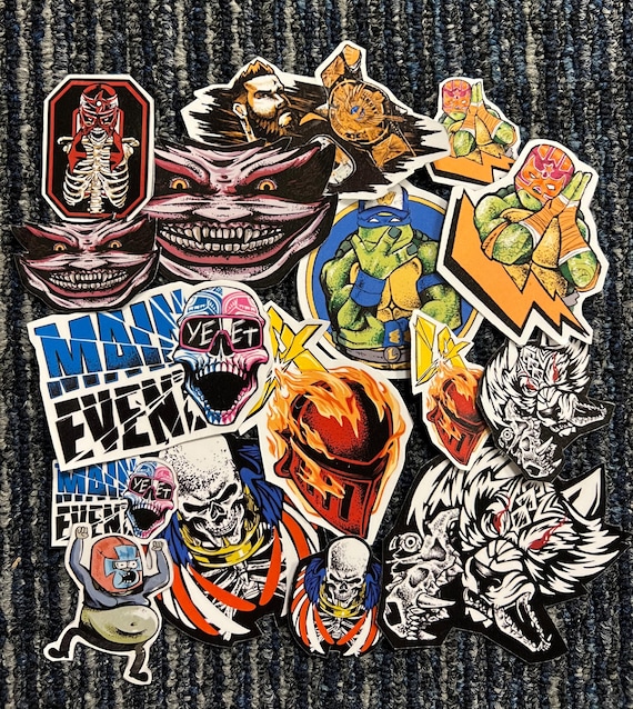 Pro Wrestling glossy sticker set of 15