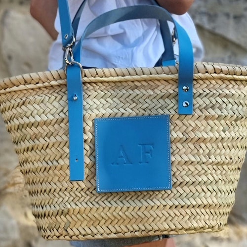 Straw Beach Bag French Market Bag Personalized With Initial Etsy
