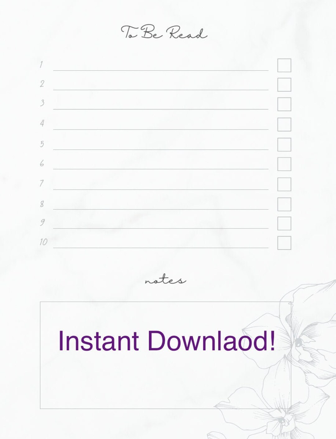 To Be Read List, to Be Read List Instant Download, TBR List, to Be Read ...