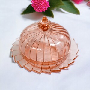 Vintage Jeanette Pink Sierra or Pinwheel Butter Dish | Plate With ...