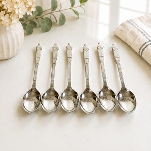 Bilchrome Demitasse Spoons, Set of 6, Figural Handle Design, Espresso Tea Spoons