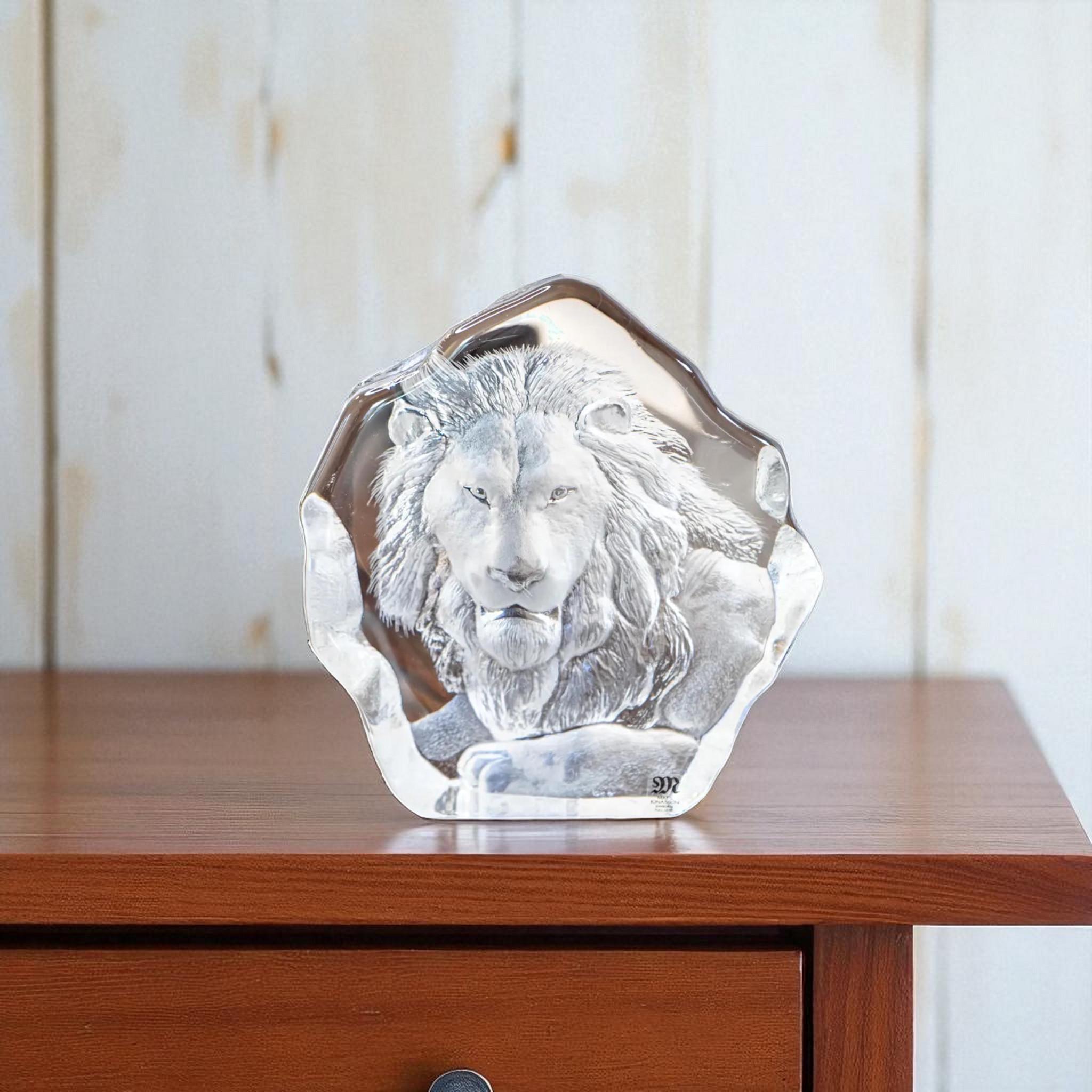 Vintage Mats Jonasson Lion Crystal Sculpture Signed Sweden - Etsy