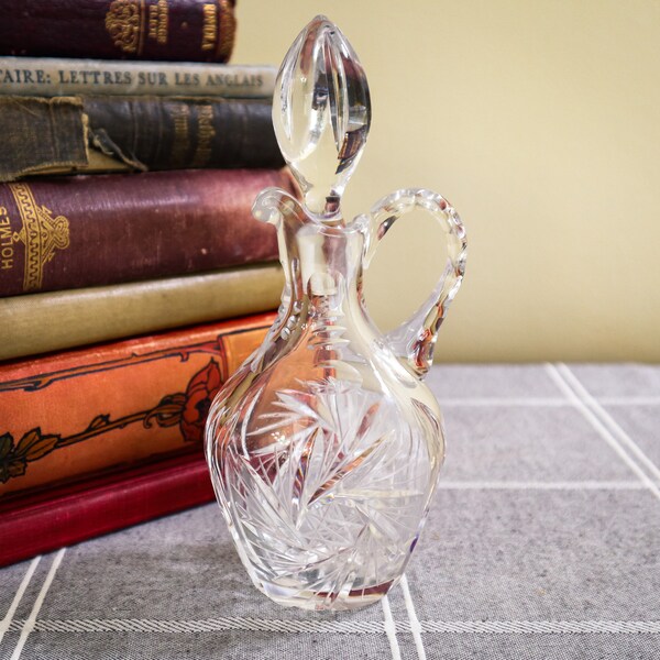 Crystal Oil Vinegar Cruet Stopper Glass Etsy