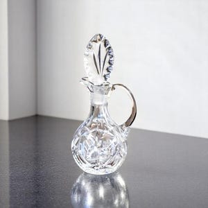 Vintage Crystal Cruet Bottle with Stopper – Cut Glass Oil or Vinegar Decanter (7.5&quot; Tall)