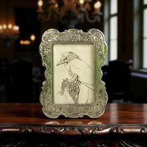1999 Seagull Pewter Floral Picture Frame – 4x6 Vintage Photo Frame Canada