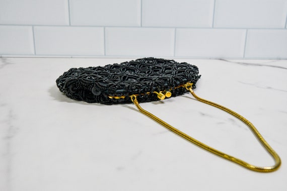 Vintage Beaded Purse | Black Glass and Sequin Bea… - image 8