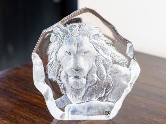 希少 MATS JONASSON Wild life クリスタルアート lion_color__31824.1447684214.