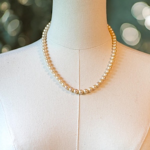 Vintage Faux Pearl Bead Necklace | Antique Glass Beaded Pearl Necklace – 18 Inches