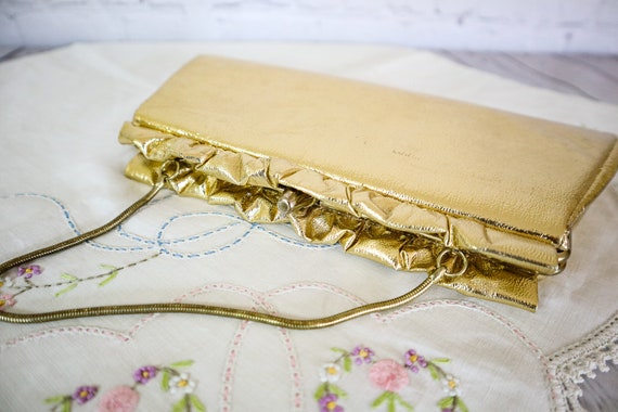 Vintage Gold Lamé Purse | Mid Century Metallic Ev… - image 5