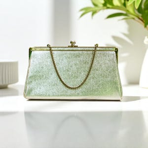 Vintage André Silver Lame Evening Purse – Made in USA with Chain Handle