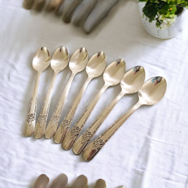 Vintage Silver Plated Teaspoons | La Rose Pattern 1938