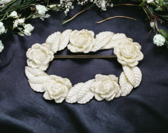 Vintage White Celluloid Flower Brooch | Costume Jewelry Pin