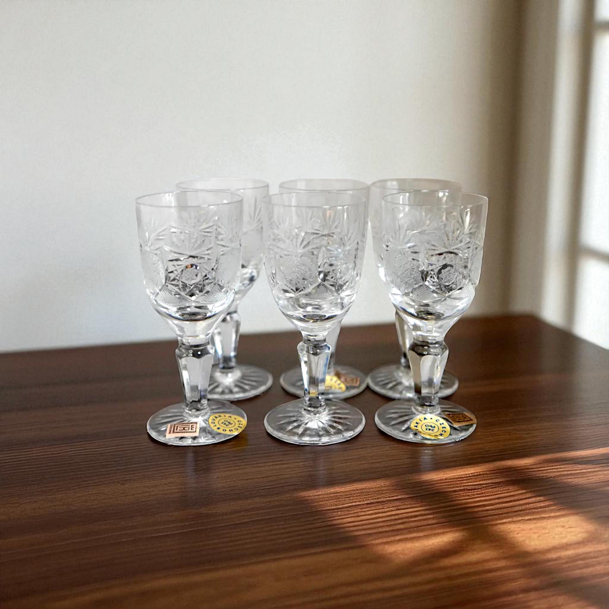 Vintage Bohemia Crystal Liqueur Glasses – Set of 6 (czechoslovakia