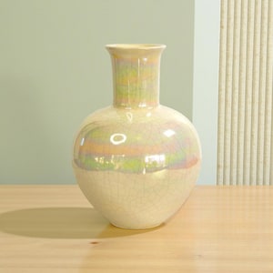 Vase Laurentienne Pottery Irisé craquelé glaçure - Signé Canadian Studio Piece