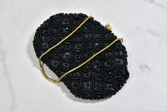 Vintage Beaded Purse | Black Glass and Sequin Bea… - image 3