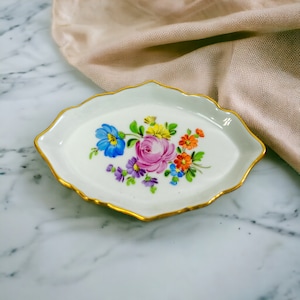 Dresden Porcelain Trinket Dish | Vintage Small Ceramic Bone China Tray