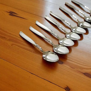 Vintage Community “South Seas” Silverplate Demitasse Spoons — Set of 8, 1955 Floral Pattern